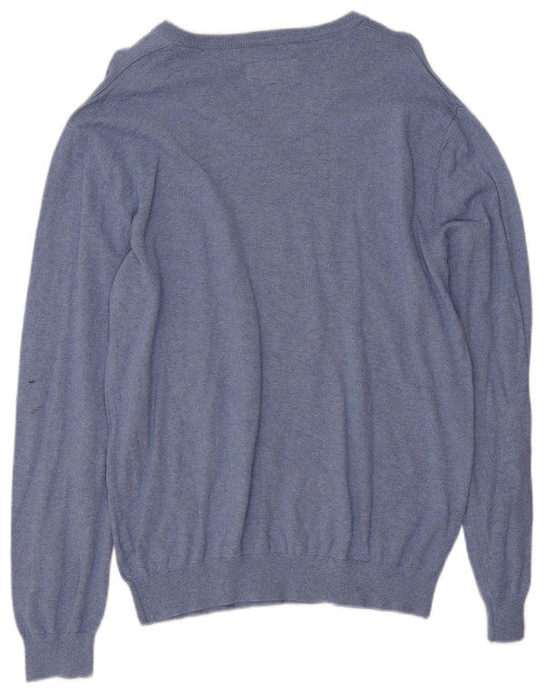 JACK WILLS Maglione da uomo con scollo a V XL in cotone blu