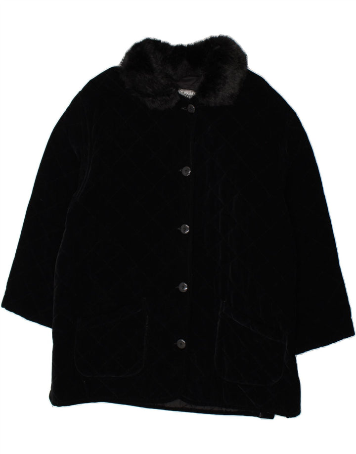 ROY ROGERS Womens Overcoat UK 18 XL Black Rayon Vintage Roy Rogers and Second-Hand Roy Rogers from Messina Hembry 