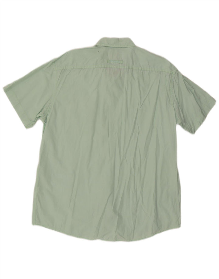 Camicia da uomo a maniche corte Regular Fit Camel Active XL in cotone verde