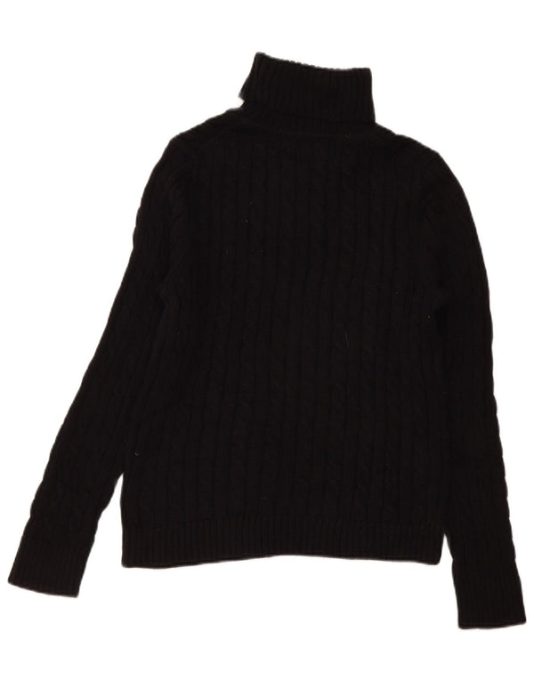 Maglione maglione a collo alto da donna L.L.Bean UK 10 piccolo cotone nero