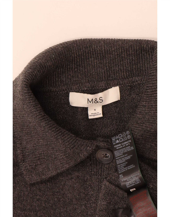 Maglione cardigan da donna Marks & Spencer UK 10 piccolo poliestere grigio
