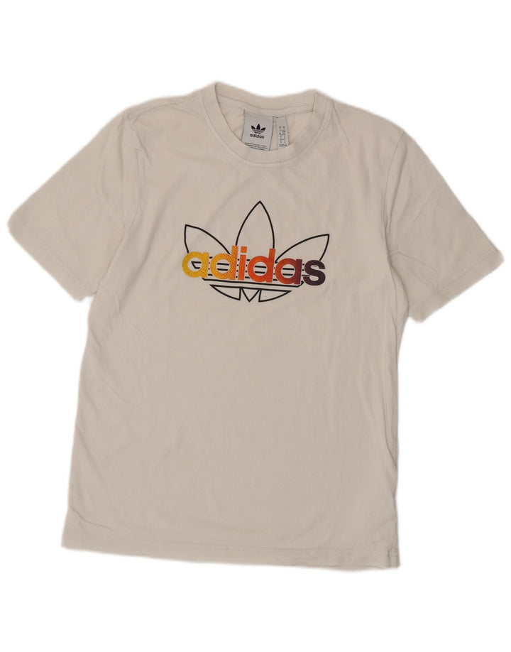 T-shirt grafica da uomo Adidas Top piccola in cotone bianco