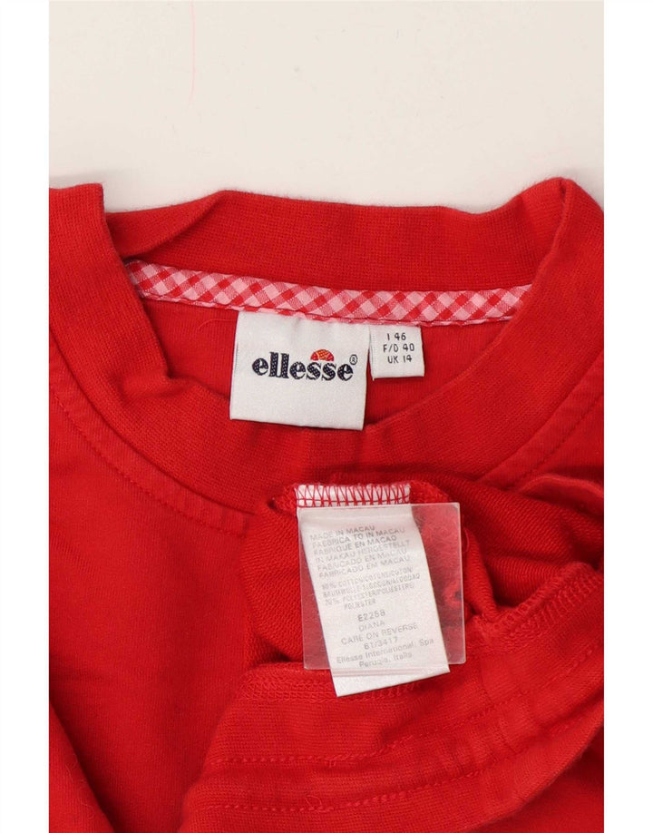 Felpa corta da donna Ellesse, maglione UK 14, cotone rosso medio