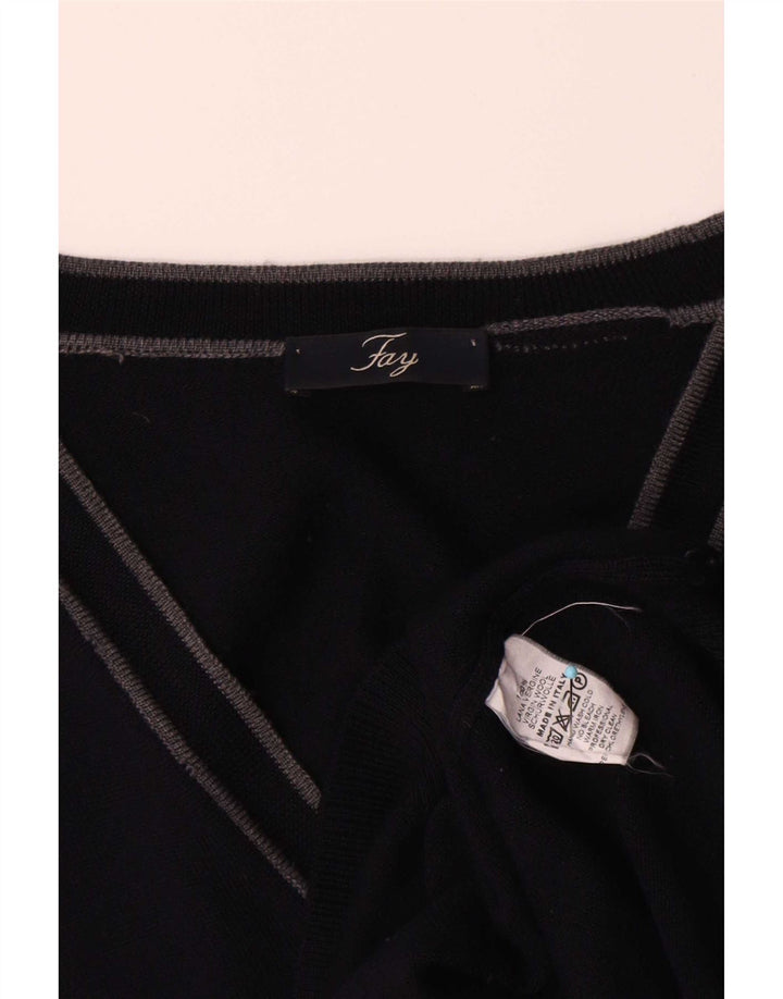 Maglione Cardigan Uomo Fay IT 52 Large Blu Navy Lana Vergine