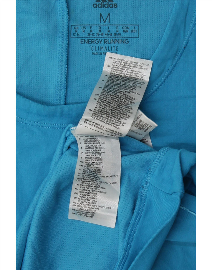 Top ADIDAS da donna Climalite a maniche lunghe UK 12/14 Blu medio Colorblock