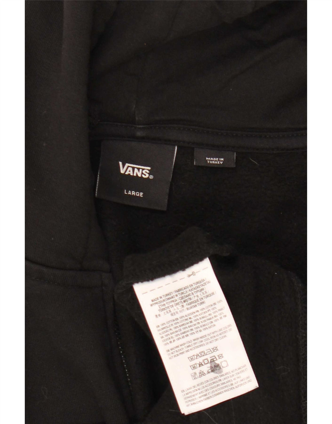 Felpa con cappuccio e zip grafica da uomo Vans grande in cotone nero