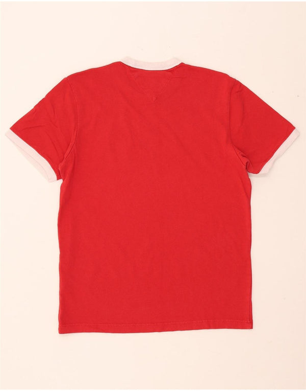 TOMMY HILFIGER T-shirt da uomo Top rosso medio in cotone color block