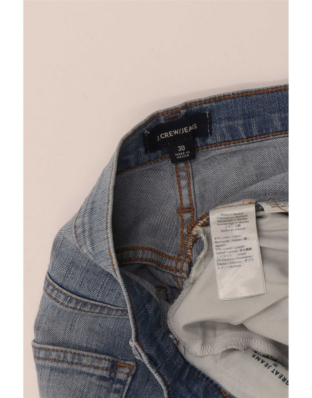 J. Crew Pantaloncini di jeans invecchiati a vita alta da donna W30 Cotone blu medio