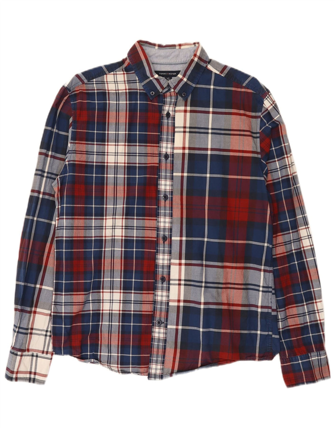 Camicia da uomo Regular Fit Tommy Hilfiger in cotone scozzese blu medio