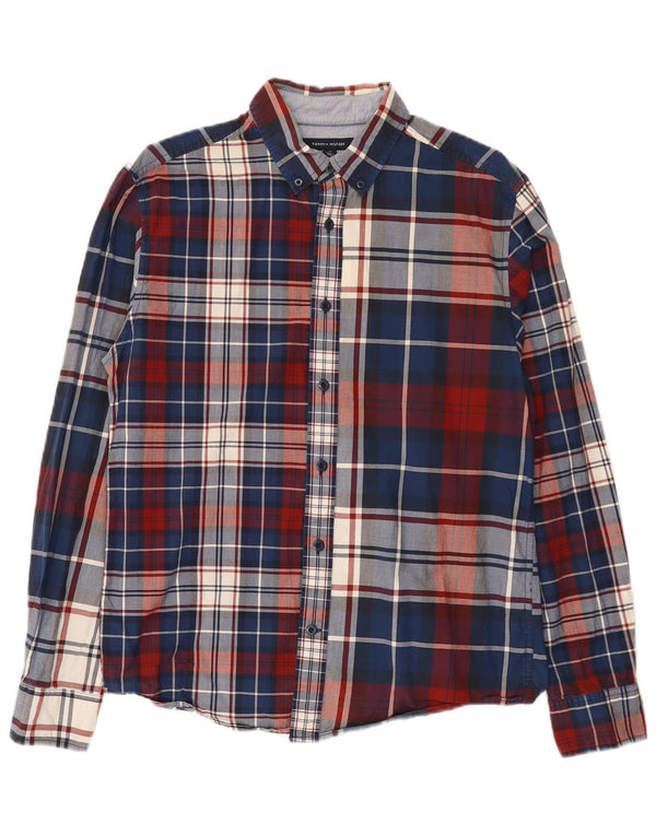 Camicia da uomo Regular Fit Tommy Hilfiger in cotone scozzese blu medio
