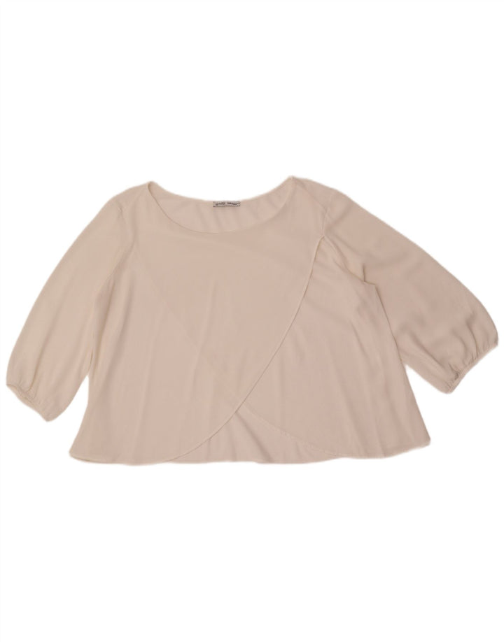 Top corto a maniche lunghe da donna Zara UK 16 Large bianco