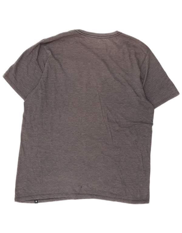 Hurley Mens Graphic T-Shirt Top Large Grey Flecked Cotton