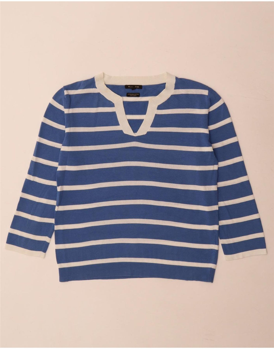 Maglione maglione da donna con scollo a V Massimo Dutti UK 10 piccolo a righe blu