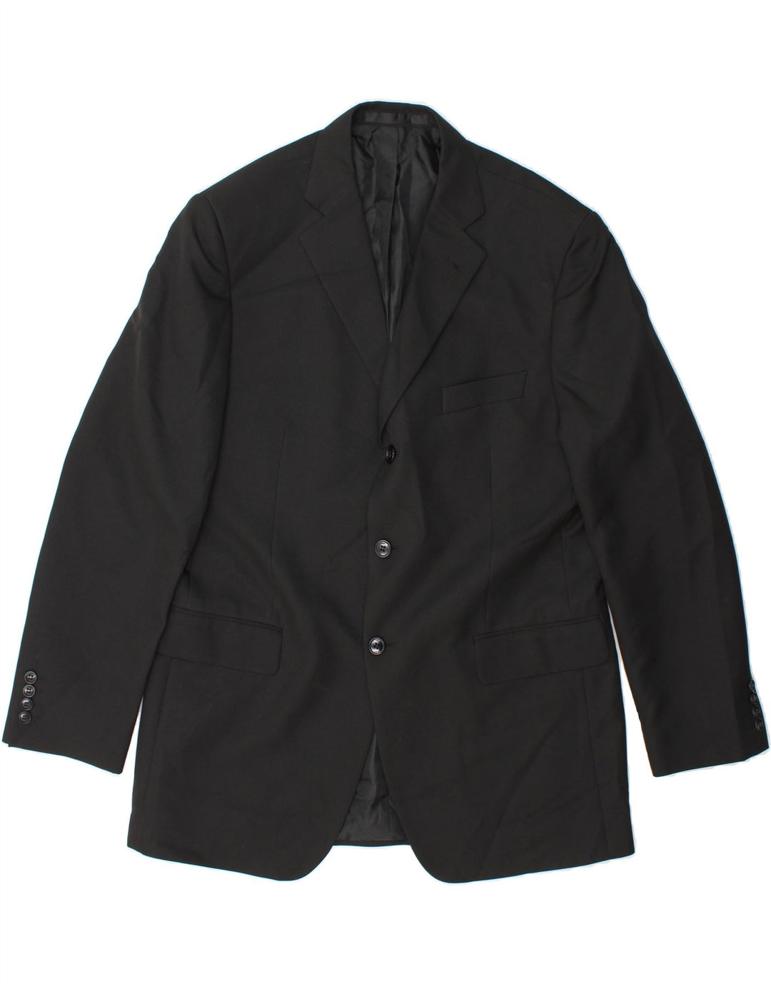 MARKS & SPENCER Mens 3 Button Blazer Jacket UK 42 XL Black Polyester Vintage Marks & Spencer and Second-Hand Marks & Spencer from Messina Hembry 