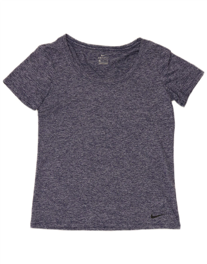 T-shirt Nike Dri Fit da donna, taglia UK 10, piccola, in poliestere screziato blu navy