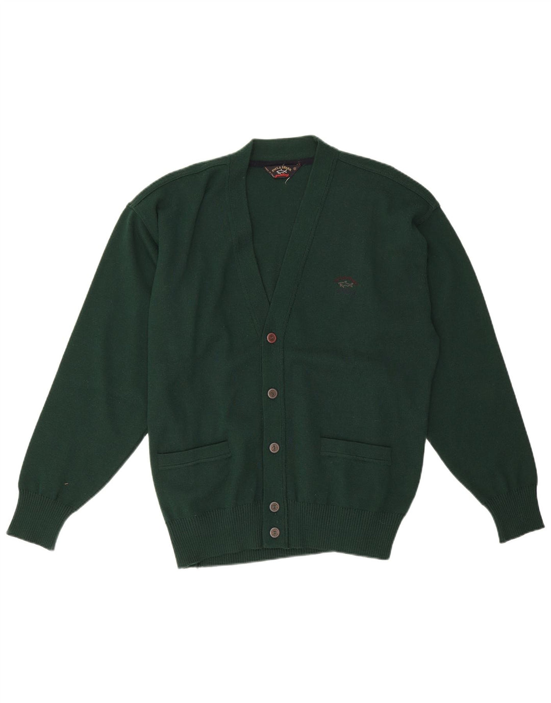 Paul & Shark Maglione cardigan yachting da uomo in lana verde medio