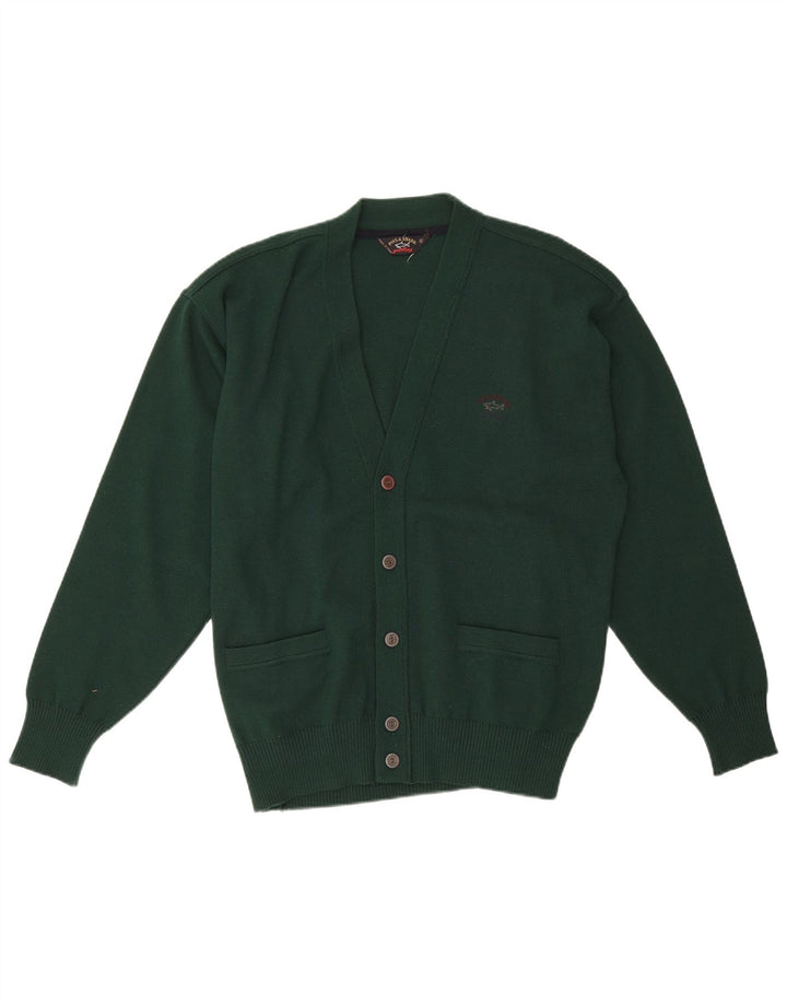 Paul & Shark Maglione cardigan yachting da uomo in lana verde medio