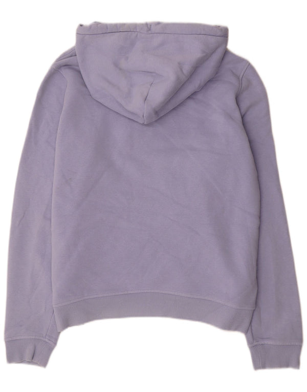 JACK WILLS Felpa con cappuccio grafica da donna UK 12 Cotone viola medio