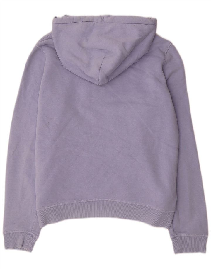 JACK WILLS Felpa con cappuccio grafica da donna UK 12 Cotone viola medio