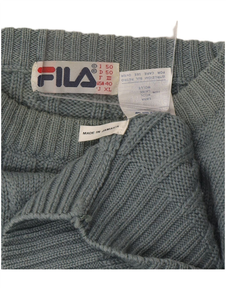 Maglione maglione girocollo da uomo vestibilità ampia FILA IT 50 lana blu medio