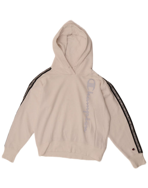 Felpa con cappuccio grafica da donna Champion UK 16 Large in cotone color block bianco
