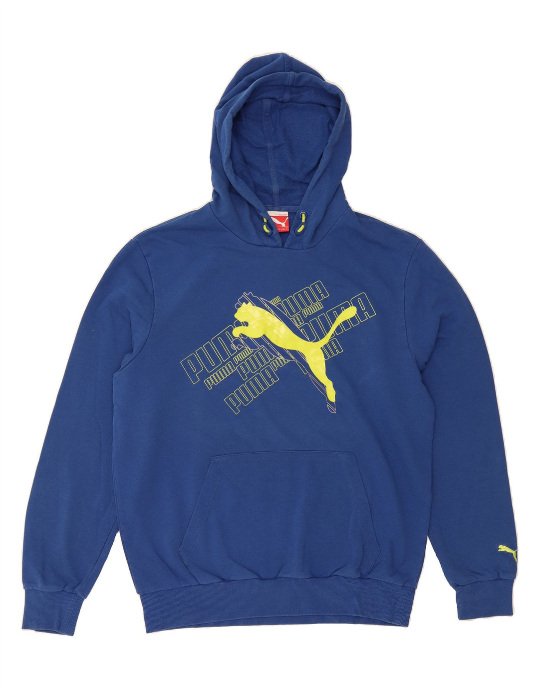 PUMA Mens Graphic Hoodie Jumper Large Blue Cotton Vintage Puma and Second-Hand Puma from Messina Hembry 