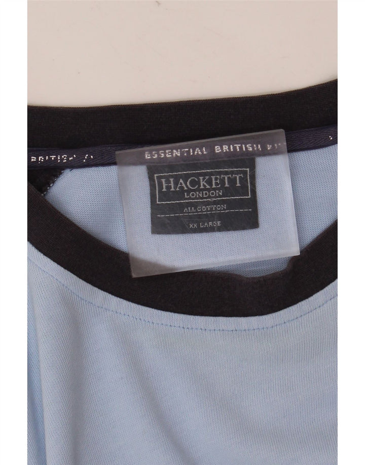 Top grafico da uomo Hackett a maniche lunghe 2XL in cotone color block blu