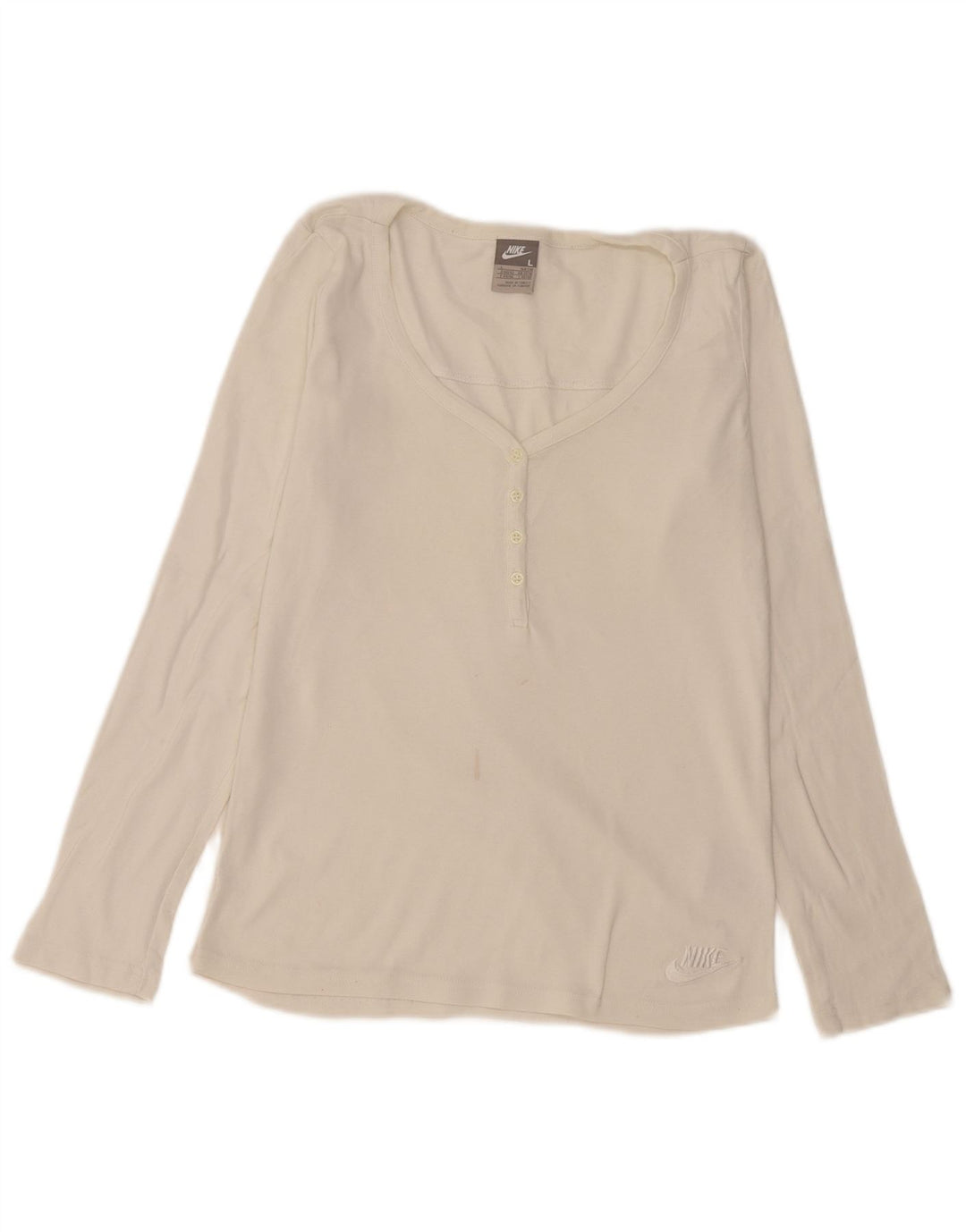 Maglia a maniche lunghe da donna Nike UK 14/16 grande cotone bianco sporco