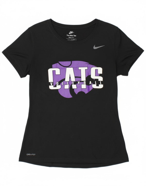 Nike Cats Volleyball Graphic T-shirt da donna Top UK 12 Medium Nero