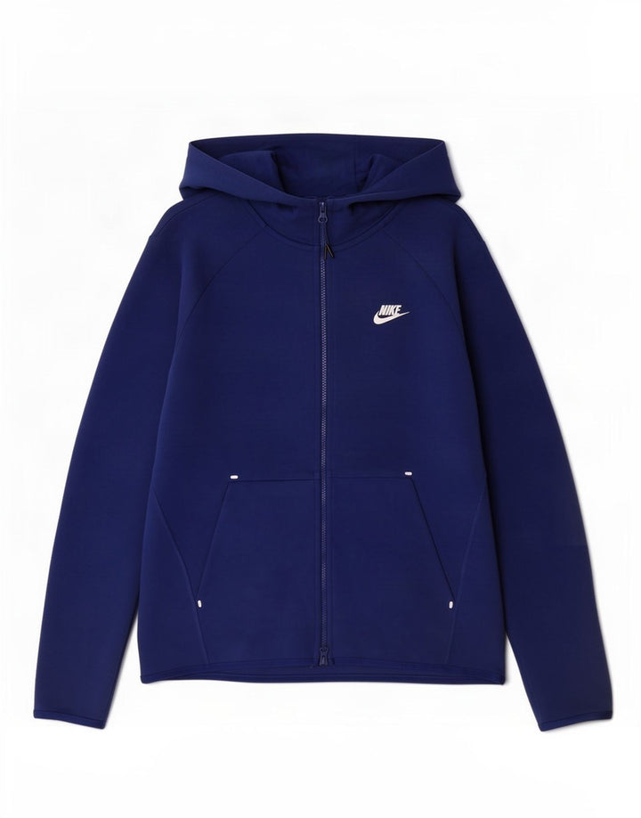 Felpa con cappuccio e zip Nike da uomo in cotone blu medio