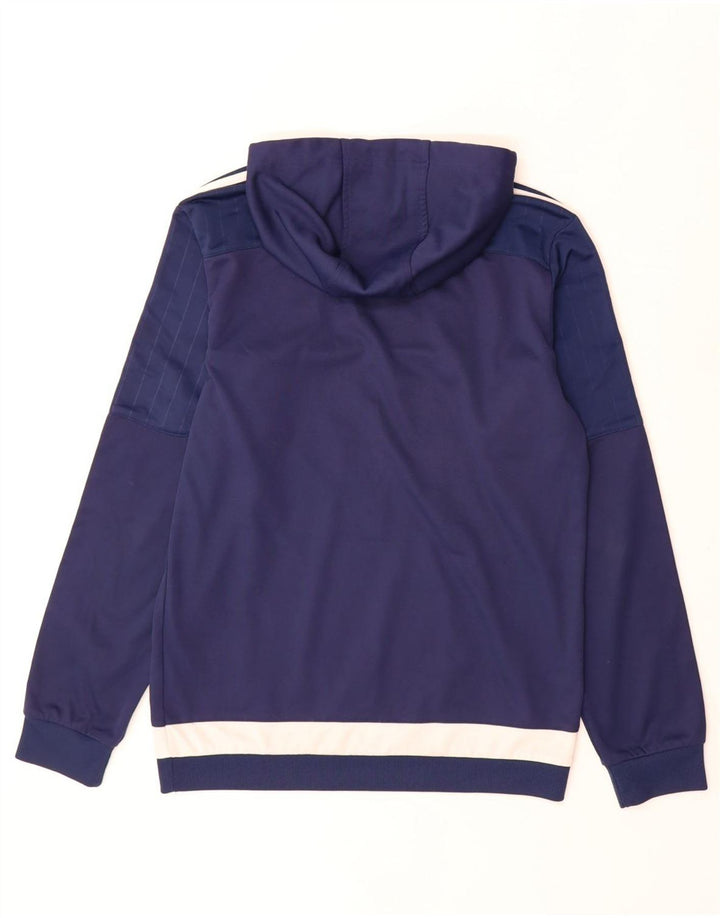 Felpa con cappuccio da uomo Adidas Small in poliestere color block blu navy