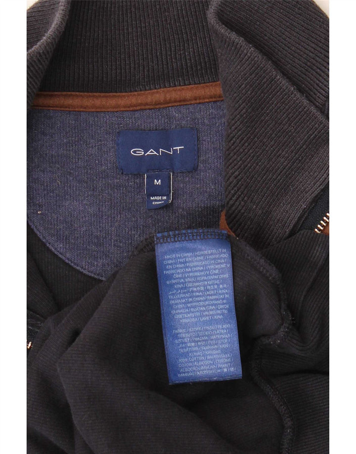 Gant Felpa da uomo con collo con zip, maglione medio, cotone blu navy