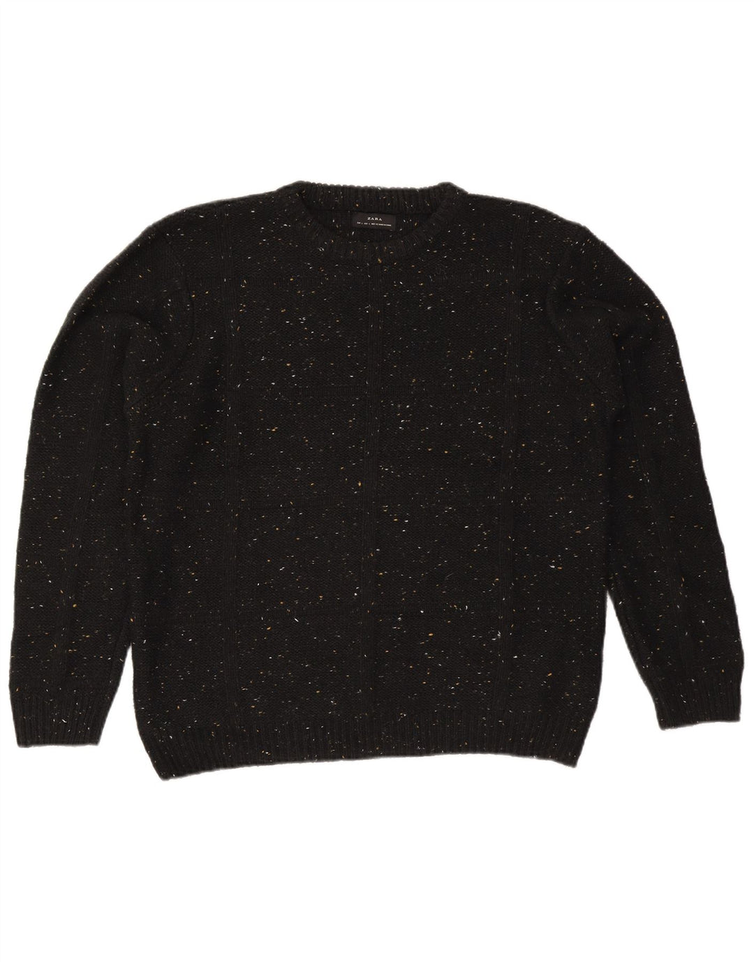 Maglione maglione girocollo da uomo Zara grande cotone chiazzato nero
