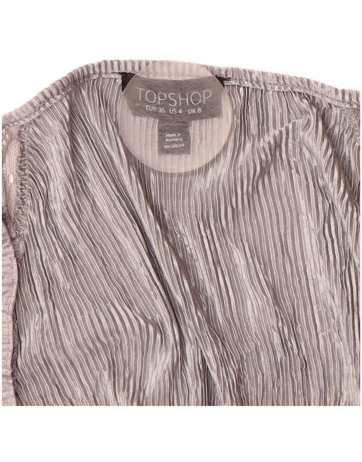 TOPSHOP Womens Off Shoulder Dress UK 8 Small Grey Polyester