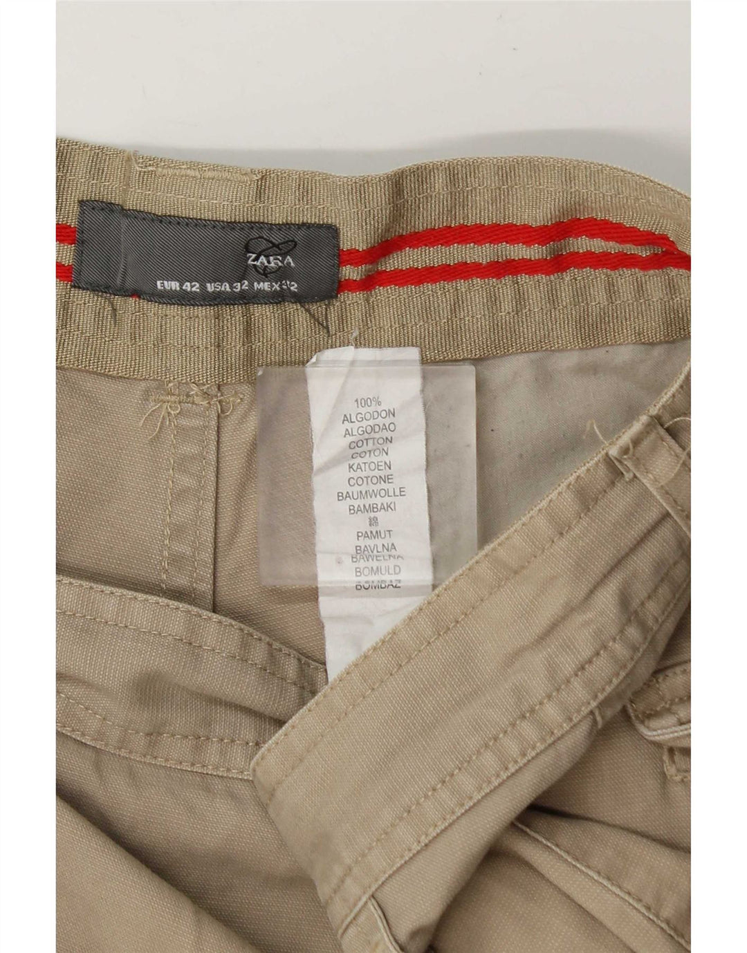 Pantaloncini cargo da uomo Zara EU 42 Large W32 Cotone beige