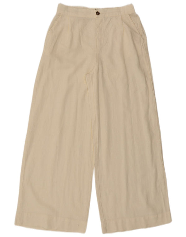 Pantaloni casual a gamba larga da donna Benetton W30 L29 bianco sporco