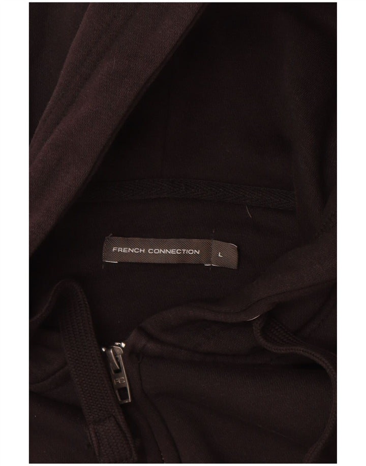 Maglione con cappuccio e zip da uomo French Connection grande in cotone nero