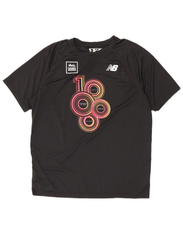 T-shirt grafica da uomo New Balance Top grande in poliestere nero