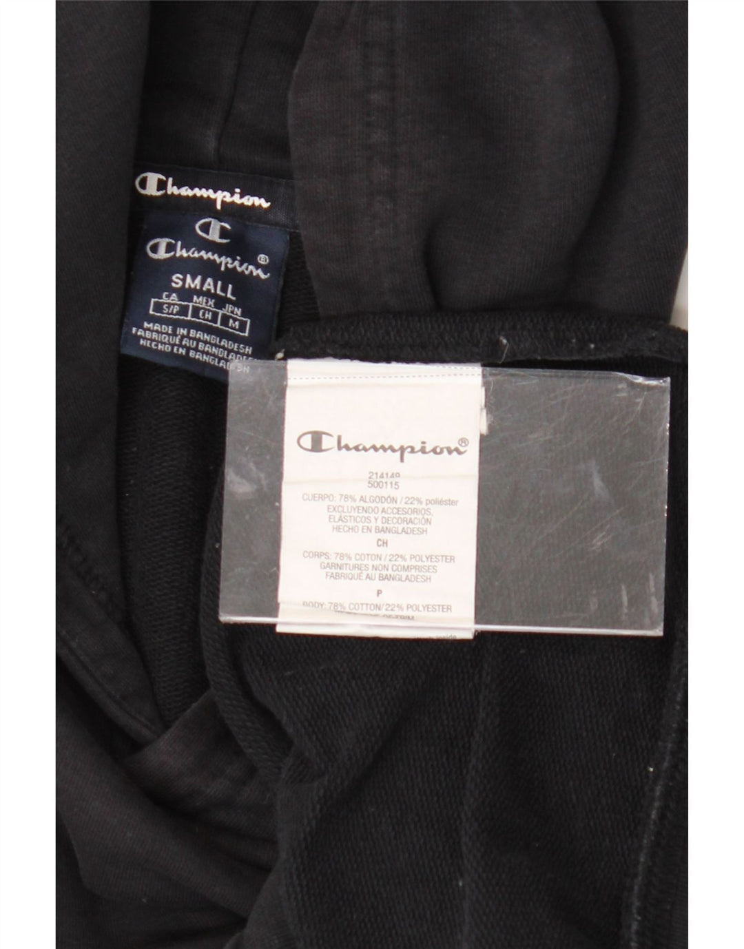 Maglione con cappuccio da uomo CHAMPION piccolo in cotone nero