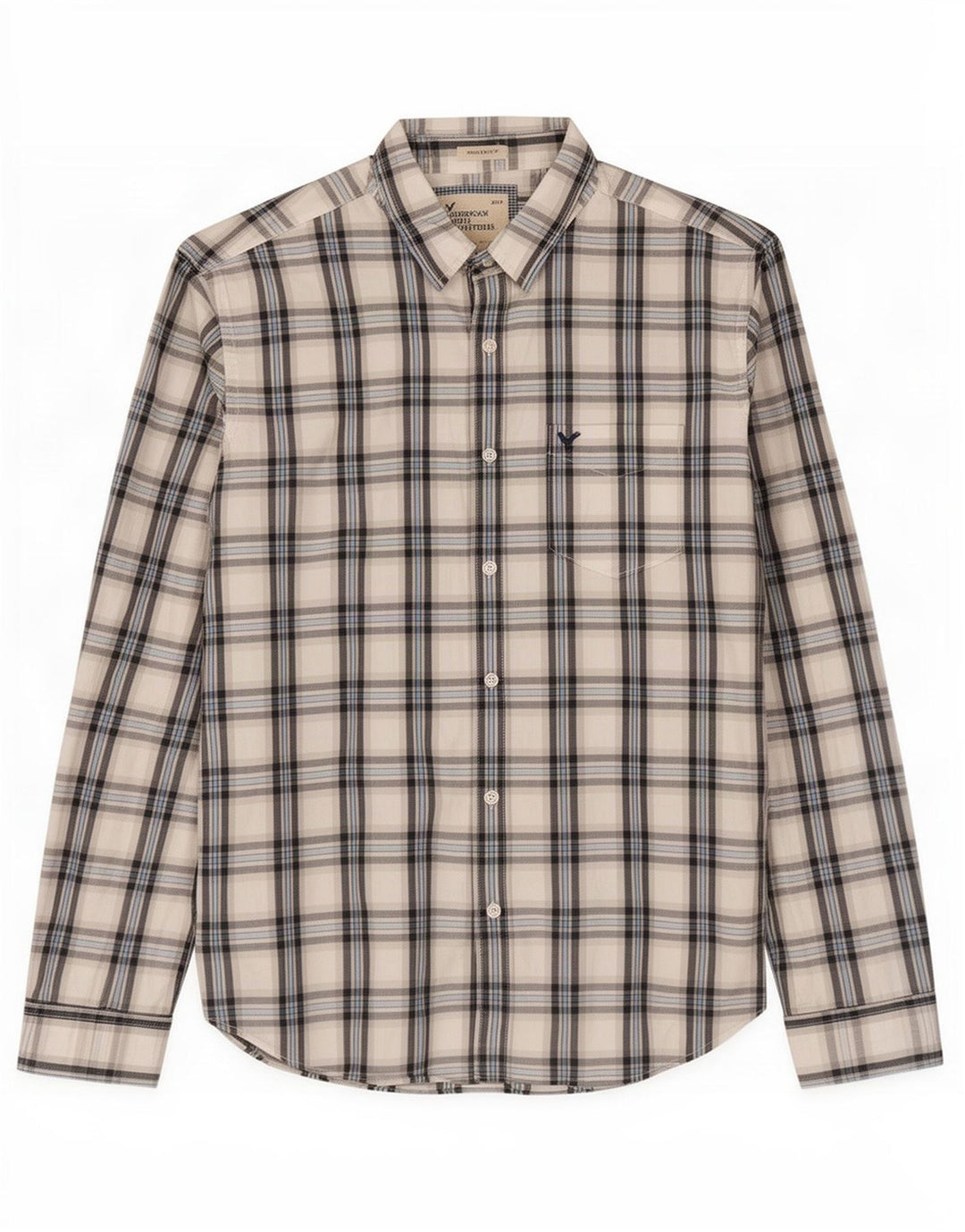 Camicia da uomo American Eagle dal taglio atletico XL in cotone bianco a quadri