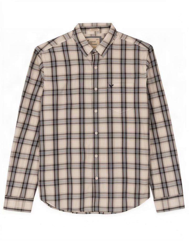 Camicia da uomo American Eagle dal taglio atletico XL in cotone bianco a quadri
