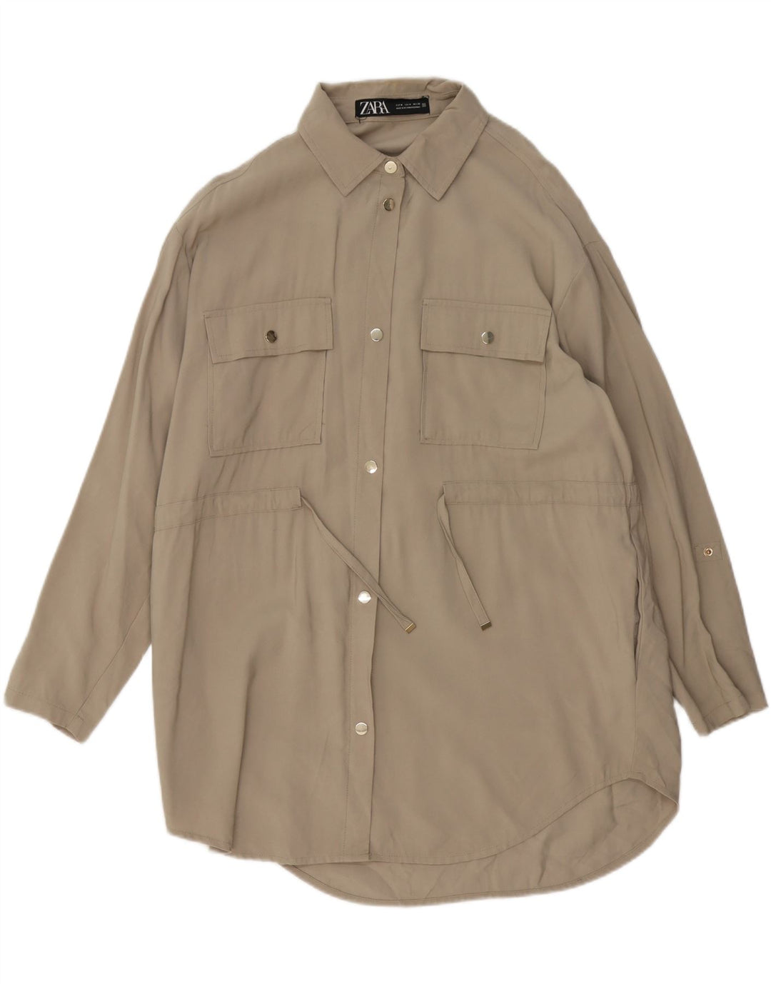 Abito chemisier oversize da donna Zara UK 14 Viscosa beige medio