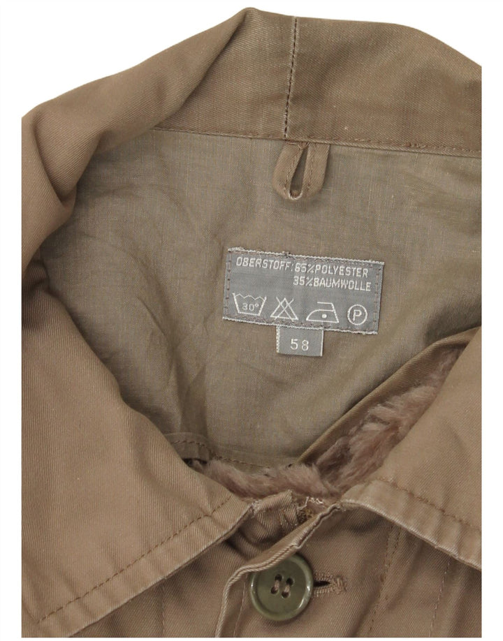 Giacca militare sherpa da uomo vintage EU 58 4XL poliestere marrone