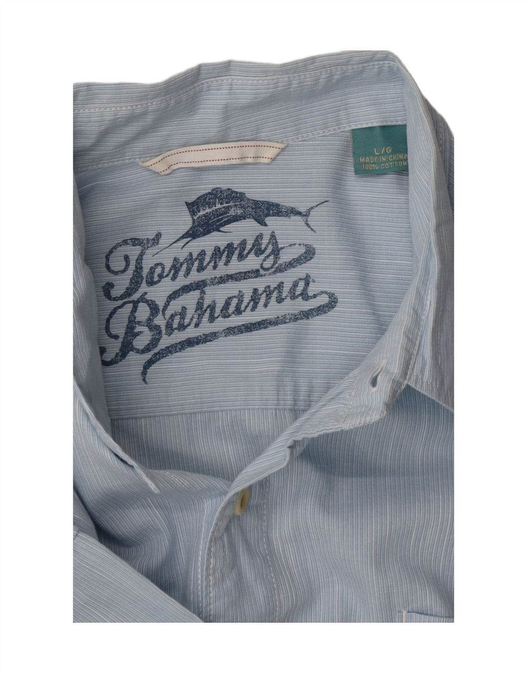 TOMMY BAHAMA Mens Shirt Large Blue Pinstripe Cotton Vintage Tommy Bahama and Second-Hand Tommy Bahama from Messina Hembry 