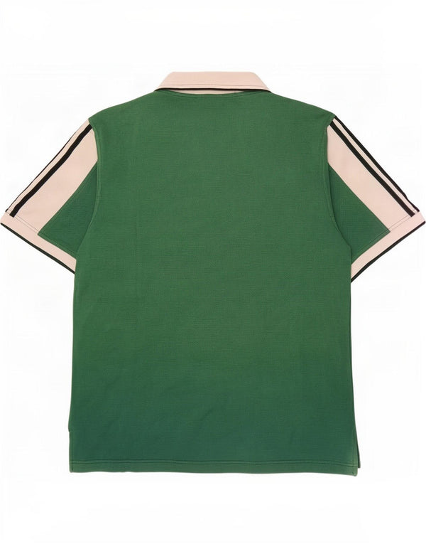 Polo Adidas da uomo UK 42/44 grande cotone color block verde