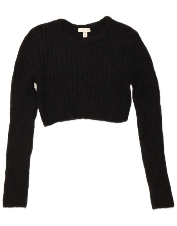 Topshop Maglione da donna con scollo a barca corto UK 12 Poliammide nero medio