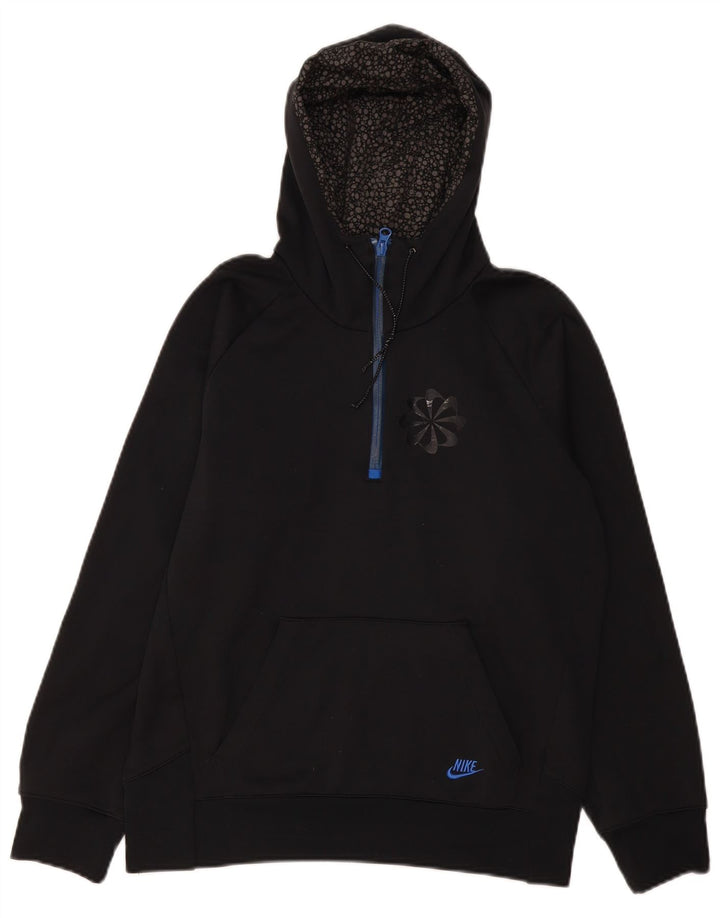Maglione con cappuccio e zip da uomo NIKE UK 34/36 piccolo poliestere nero