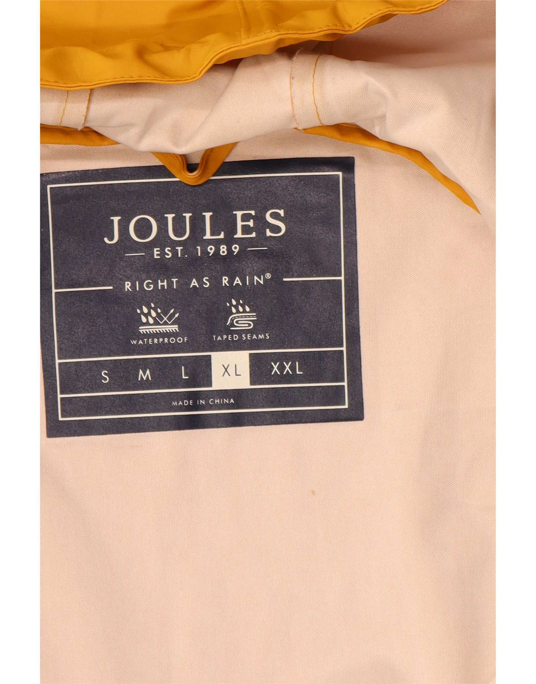 Giacca antipioggia da uomo con cappuccio Joules UK 42 XL gialla