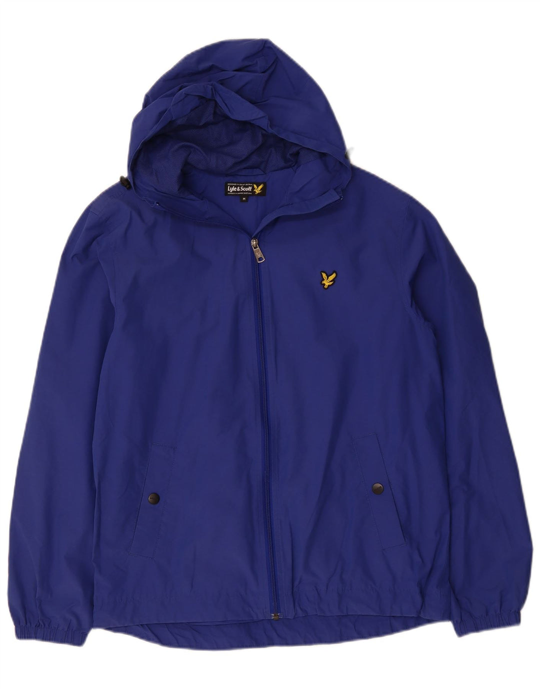 Giacca antipioggia da uomo con cappuccio LYLE & SCOTT UK 38 nylon blu navy medio