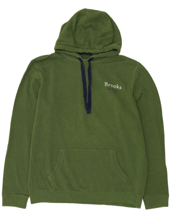 BROOKS BROTHERS Felpa con cappuccio grafica da uomo XL in cotone verde
